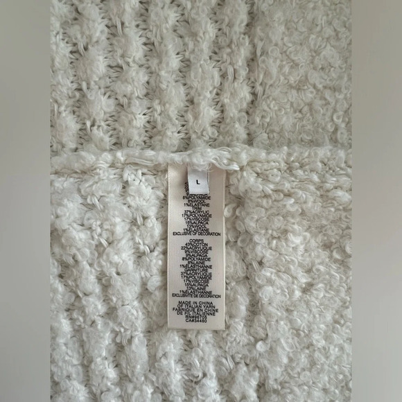 Rebecca Taylor Ivory Cotton-Blend Sweater With Removable Bow EUC size Large - Picture 5 of 5